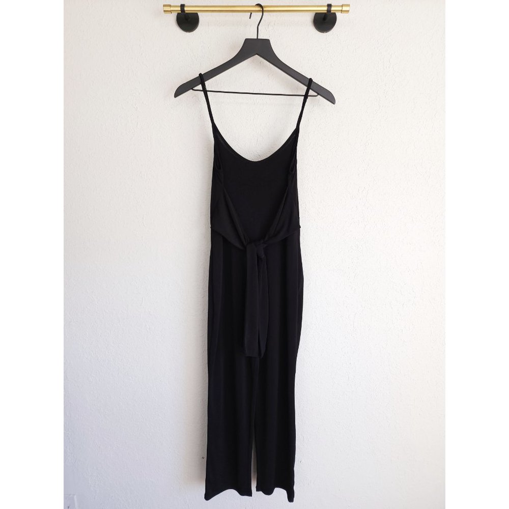 Lovers + Friends Revolve XS Black Gia Sleeveless Tie Waist Pockets Jumpsuit